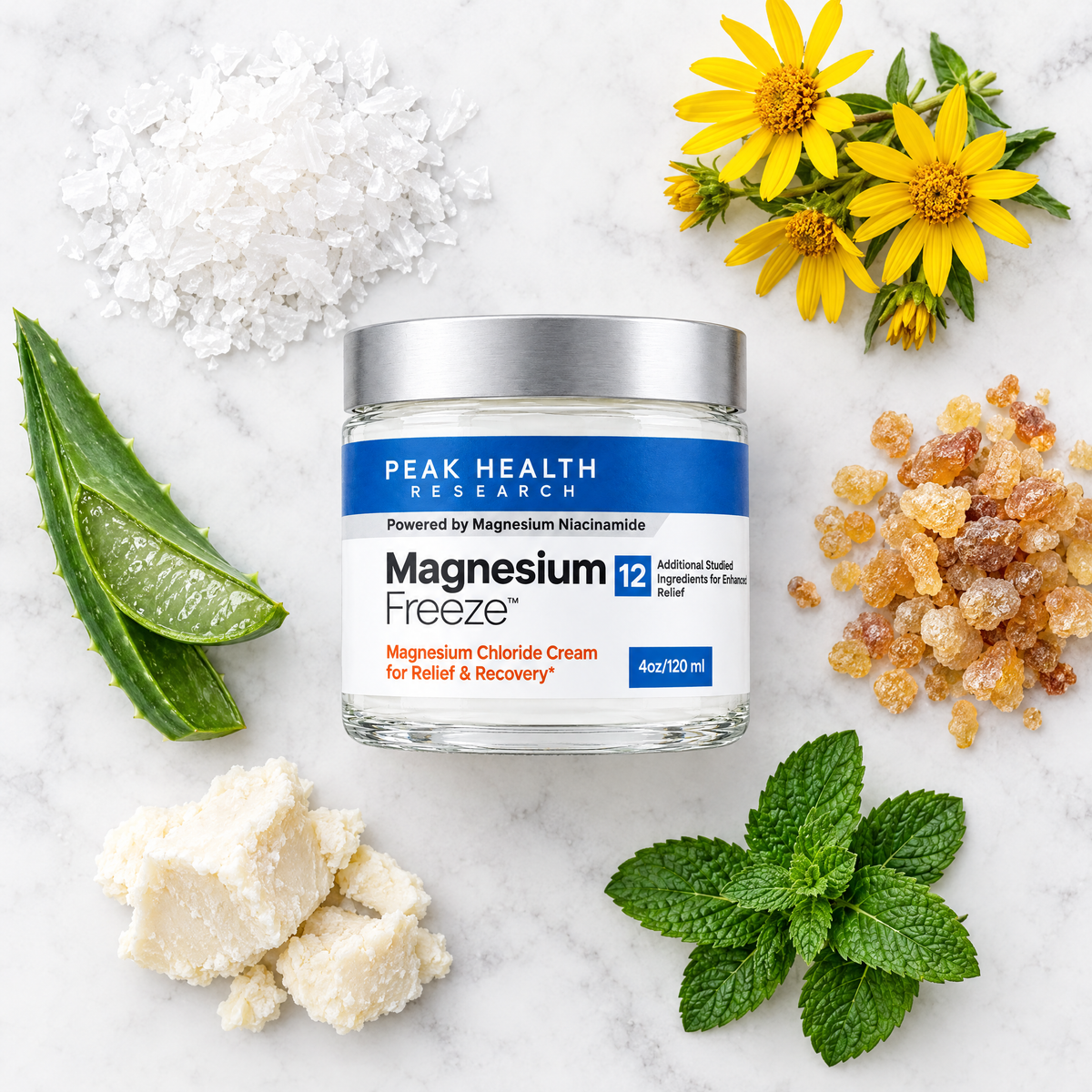 Magnesium Freeze jar with its natural ingredients