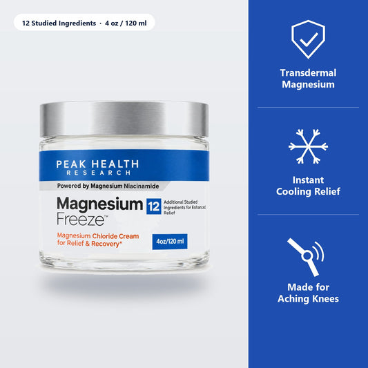 Magnesium Freeze 4 oz jar: transdermal magnesium, instant cooling relief, made for aching knees